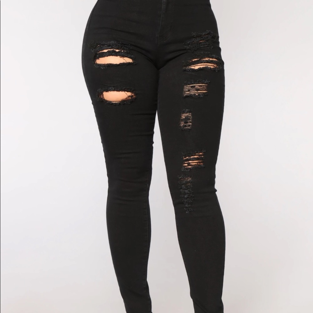 Black Fashion Nova Tris Skinny Jeans Distressed